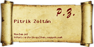 Pitrik Zoltán névjegykártya