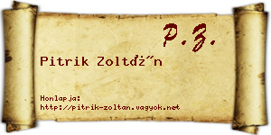 Pitrik Zoltán névjegykártya